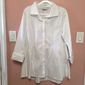 INAE Collection NWT White Oversized Button Front French Cuff Shirt Large